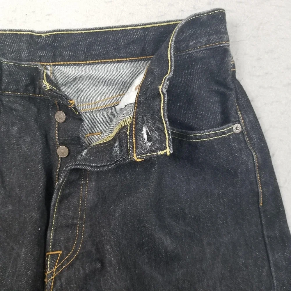 Levis 501 Button Fly Jeans Mens 34x30 Blue Dark Wash Straight 100% Cotton Denim